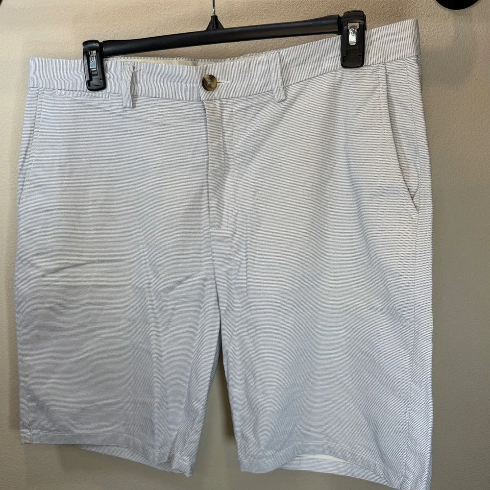Old Navy Ultimate Slim Flex Shorts Blue White Micro Pattern Mens 38 0290